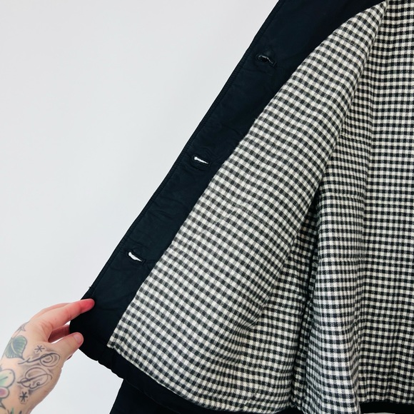 Toast Black Check Lined Cotton Cropped Padded Flared Sleeve Jacket UK M - Picture 5 of 11